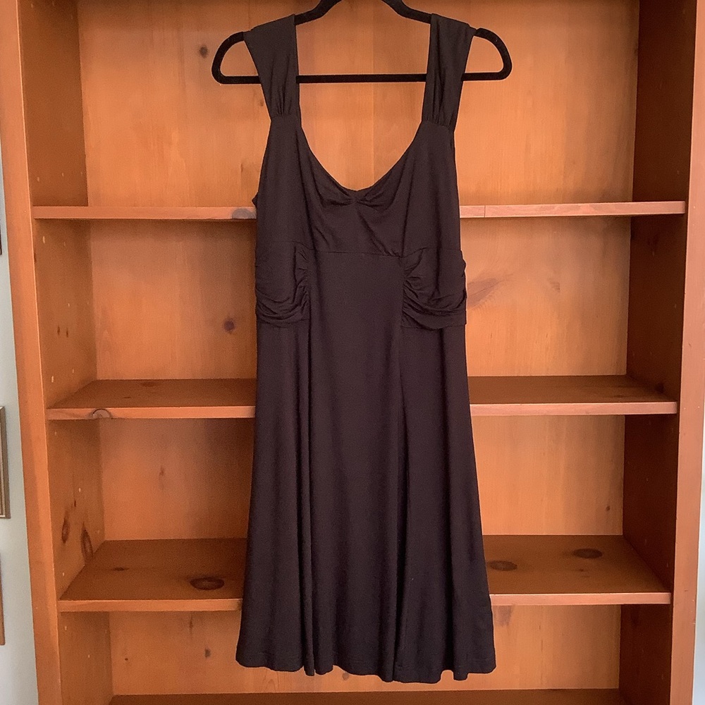 NWT Maeve Anthropologie Black Ruched Jersey Dress Petite Large